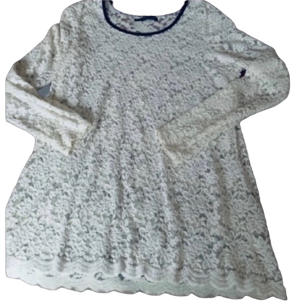 Maurice’s Ivory Lace Pullover Tunic Top Shirt Woman’s Curvy Plus Size 2X